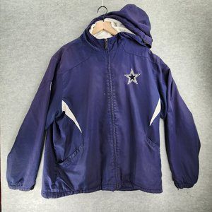 Vintage Dallas Cowboys Jacket Mens Large Blue Parka Embroidered NFL Reebok
